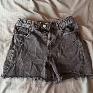 Distressed Black Denim Shorts